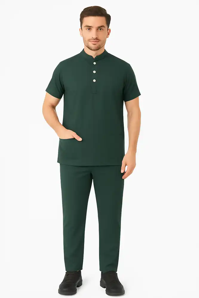 Mandarin Neck with 3 Buttons Mens Scrub